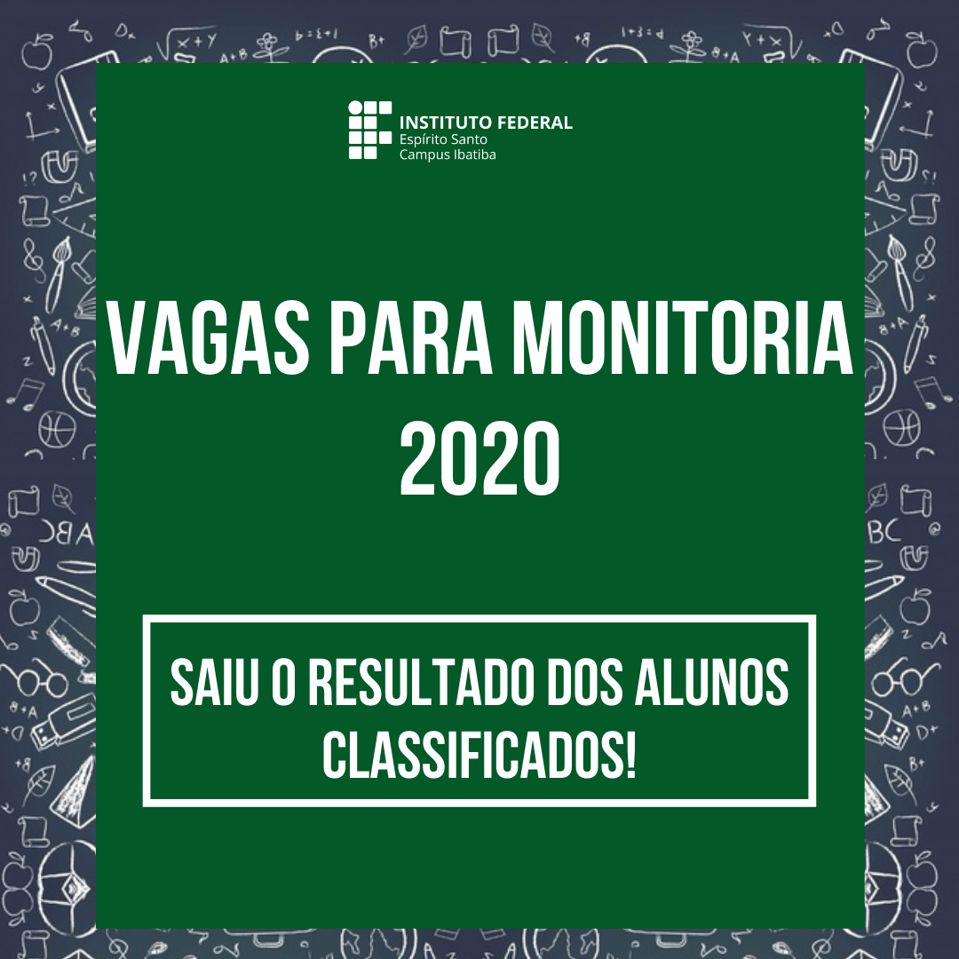 VAGAS PARA MONITORIA 2020